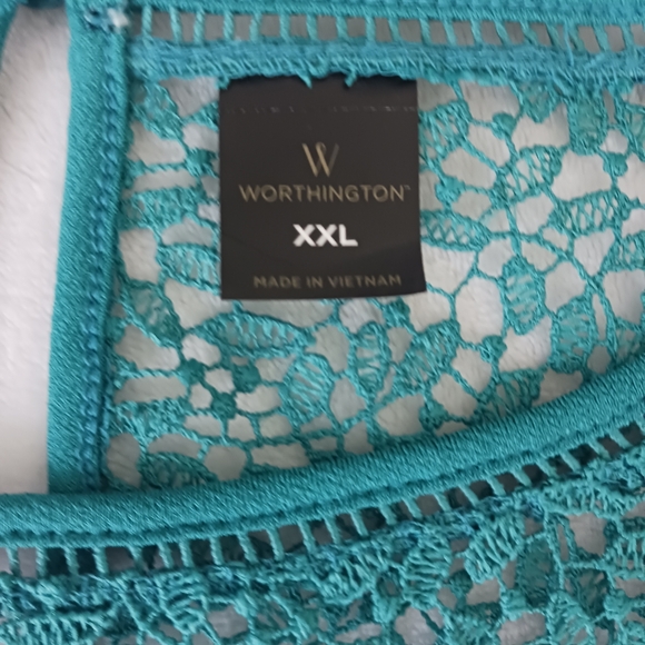 Worthington • Women's Plus Size Knit Lace Detail Flutter Sleeve Tunic Blouse - Picture 9 of 16